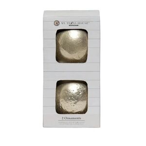 2CT by My Texas House Hammered Metallic Gold Christmas Ornaments BULBS 5” NIB